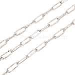3.28 Feet 304 Stainless Steel Textured Paperclip Chains, Drawn Elongated Cable Chains, Soldered, Stainless Steel Color,9.7x3.5x0.7mm