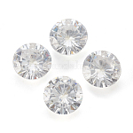 Cubic Zirconia Pointed Back Pendants, Faceted, Flat Round, Clear, 12mm, Hole: 1mm