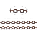 Brass Cable Chains, Soldered, with Spool, Oval, Cadmium Free & Nickel Free & Lead Free, Long-Lasting Plated, Red Copper, 2x1.5x0.35mm, about 301.83 Feet(92m)/roll
