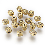 Tibetan Style Alloy Beads, Lead Free & Cadmium Free, Barrel, Antique Golden, 6x6mm, Hole: 1.6mm