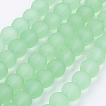 Chapelets de perles en verre transparent, mat, ronde, vert pale, 10mm, Trou: 1.3~1.6mm, Environ 80 pcs/chapelet, 31.4 pouce
