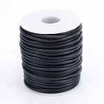 Hollow Pipe PVC Tubular Synthetic Rubber Cord, Wrapped Around White Plastic Spool, Black, 4mm, Hole: 2mm, about 16.4 yards(15m)/roll