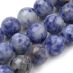 Hilos de cuentas de jaspe de punto azul de brasil natural, redondo, 6mm, agujero: 1 mm, aproximamente 60 pcs / cadena, 15.7 pulgada