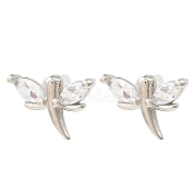 Серьги-гвоздики из платины со стрекозой из латуни EJEW-L270-09P-01