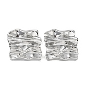 304 Stainless Steel Textured Square Ear Studs for Women EJEW-P234-07P
