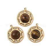 Подвески из нержавеющей стали 304 с натуральным тигровым глазом STAS-P380-21G-02