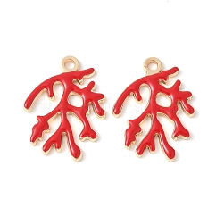 Colgantes de esmalte de aleación, amuletos de rama, chapado en rack, Sin cadmio y níque y plomo, rojo, 21.5x15.5x1.5mm, agujero: 1.6 mm