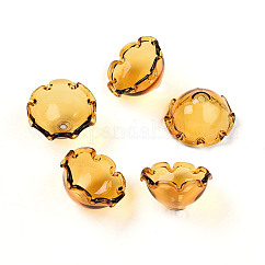 Cône de perles de verre pour la fabrication de carillons éoliens, multi-pétale, fleur, verge d'or, 21~24.5x13mm, Trou: 2mm