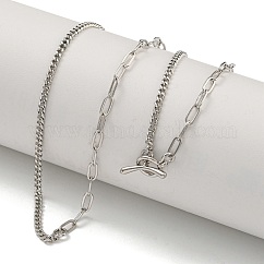 Collares de cadena de eslabones de latón y de cadena con clip para mujer, Platino real plateado, 17.91 pulgada (45.5 cm)