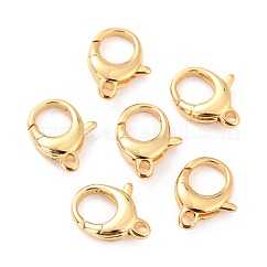 Fermoirs mousquetons en laiton, Plaqué longue durée, sans plomb & sans nickel & sans cadmium , véritable 18k plaqué or, 17.5x13.5x4.5mm, Trou: 2mm