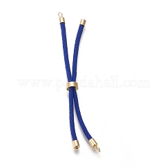 Fabricación de pulsera de hilo trenzado de nylon, fabricación de pulsera deslizante, con fornituras de latón, dorado, azul medio, 8.66~9.06 pulgada (22~23 cm), agujero: 2.8 mm, longitud de una sola cadena: aproximadamente 4.33~4.53 pulgada (11~11.5 cm)