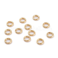Anillos de salto abiertos de acero inoxidable 304, redondo, real 18k chapado en oro, 21 diámetro, 4x0.7mm, diámetro interior: 2.6 mm