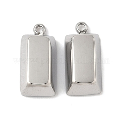 Colgantes de acero inoxidable 304, dijes de lingotes, color acero inoxidable, 14.5x7x4.5mm, agujero: 1.4 mm