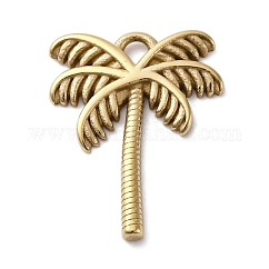 Ciondoli in acciaio inox 304, fascino dell'albero di cocco, placcatura sotto vuoto pvd, vero placcato oro 18k, 19x14x2mm, Foro: 1.8 mm