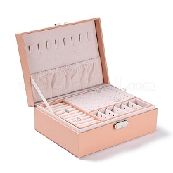 PU-Kunstleder-Schmuck-Organizer-Box mit Schloss&nbsp;CON-P016-B02
