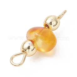 Кусочки натурального янтаря с гальваническим покрытием и соединительными звеньями из синтетического немагнитного гематита.&nbsp;PALLOY-JF05008