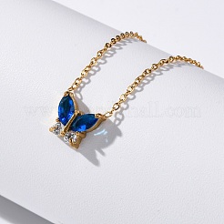 Colliers avec pendentif papillon en acier inoxydable 304 et zircone cubique&nbsp;LS-NJEW-Z057-05A-G