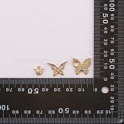 8個4スタイル真鍮マイクロパヴェキュービックジルコニアペンダント  蝶  18KGP本金メッキ  8~15.5x9~17x2~2.5mm  穴：1~4mm  2個/スタイル&nbsp;ZIRC-SZ0003-55