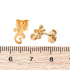 Полые серьги-гвоздики из нержавеющей стали 304 в форме геккона&nbsp;EJEW-G359-04G