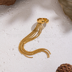 Современные минималистичные серьги-манжеты из нержавеющей стали 304 с цепочкой и кисточкой&nbsp;TC6151