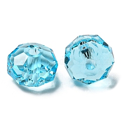 透明なk9ガラスビーズ  多面カット  ロンデル  アクアマリン  8x5mm  穴：1.2mm&nbsp;GLAA-E048-01-06
