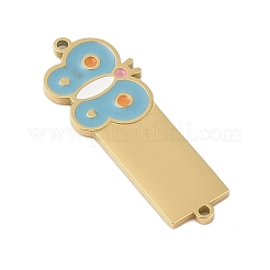304ステンレススチールライトブルーエナメル昆虫コネクタチャーム  ゴールドカラー  蝶  30x10.5x1mm  穴：1.2mm&nbsp;STAS-P377-16G-C