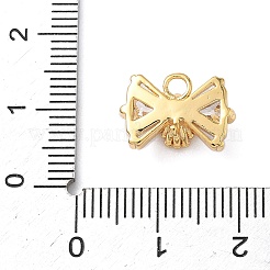 Звенья-бантики из латуни с прозрачными кубическими цирконами&nbsp;KK-D024-15G