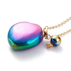Colliers pendentifs de bouteille de parfum ouvrable en cristal de quartz naturel électrolytique&nbsp;NJEW-H216-10C-G