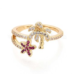 Манжеты из латуни с микро паве кубический цирконий для женщин&nbsp;KK-T071-56G