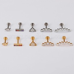 Labrets filetés internes en titane g23 micro pavé de zircone cubique transparente&nbsp;WG2497D-09