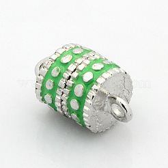 プラチナメッキコラム合金エナメルループ付きマグネットクラスプ  ミックスカラー  18x10mm  穴：2mm&nbsp;ENAM-P098-08
