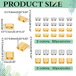 180шт 4 стиля стеклянные бусины с 2 отверстиями&nbsp;SEED-ME0001-09B