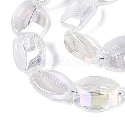 電気メッキガラスビーズセット  半分メッキ  オーバル  透明  17x14x6~6.5mm  穴：0.9~1mm  約36~37個/連  23.82~24.80インチ（60.5~63cm）&nbsp;EGLA-Q134-02A-B06