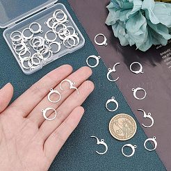 304ステンレススチールフレンチフックピアス金具  カン付き  銀  14x12x2mm  穴：1.2mm  ピン：0.8x1mm  40個/箱&nbsp;STAS-UN0009-77