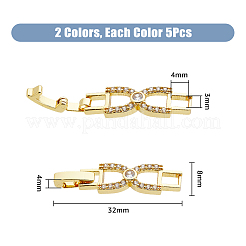 10 pz. 2 colori fiocco in ottone placcato con zirconi cubici trasparenti per cinturini per orologi&nbsp;ZIRC-DC0001-09