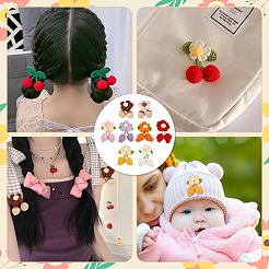 8 шт. 8-х цветные хлопковые цветочные украшения ручной работы крючком&nbsp;AJEW-FG0004-12