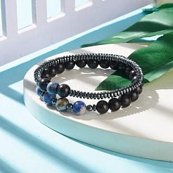 Ensemble de bracelets extensibles en perles de bois naturel&nbsp;BJEW-JB07948-05