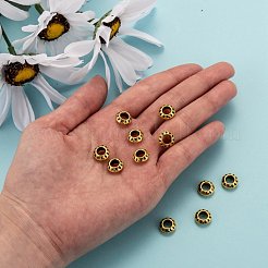 チベット風合金ヨーロピアンビーズ  大穴ビーズ  ロンデル  アンティーク黄金  鉛フリー＆カドミウムフリー＆ニッケルフリー  10x4mm  穴：5mm&nbsp;TIBEB-EAA386Y-AG-FF