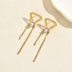 Orecchini a triangolo con nappe in acciaio inossidabile 201 con pavé di zirconi cubici per donna&nbsp;SW1190