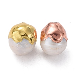 天然な培養された淡水パールビーズ  真鍮パーツ  オーバル  ミックスカラー  11.5~14x12~17mm  穴：0.8mm&nbsp;PEAR-F011-02