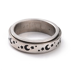 Черная эмалированная луна с вращающейся звездой RJEW-I089-07P