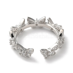 Открытые манжеты из латуни с фианитами RJEW-Z017-02P