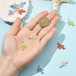 10本合金エナメルペンダント  珊瑚のチャーム  ゴールドカラー  ミックスカラー  22x13.5x2.5mm  穴：1.4mm&nbsp;ENAM-FS0004-55