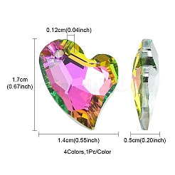4шт 4 цвета подвески из гальванического стекла&nbsp;EGLA-YW0001-60