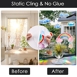 2 pieza de pegatinas electrostáticas para ventanas con prismas de arcoíris y nubes.&nbsp;DIY-GF0011-23