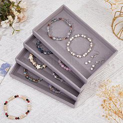 Прямоугольные бархатные подносы для демонстрации ювелирных изделий для колец&nbsp;ODIS-WH0113-14B