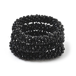 Bracelets extensibles en perles de verre opaques facettées&nbsp;BJEW-S144-002E-01