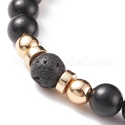 Ensemble de bracelets extensibles en pierre de lave naturelle et bois et hématite synthétique 2 pièces 2 styles&nbsp;BJEW-JB08417