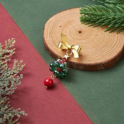 Брошь в виде дерева из бисера на рождественскую тематику JEWB-TA00010