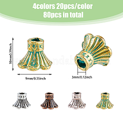 80 шт. двухцветные колпачки для бусин в виде цветка из сплава&nbsp;FIND-DC0003-87